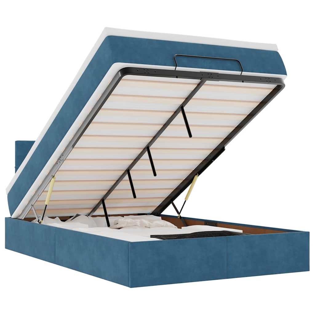 vidaXL Pat otoman cu saltea, albastru închis, 120x190 cm, catifea