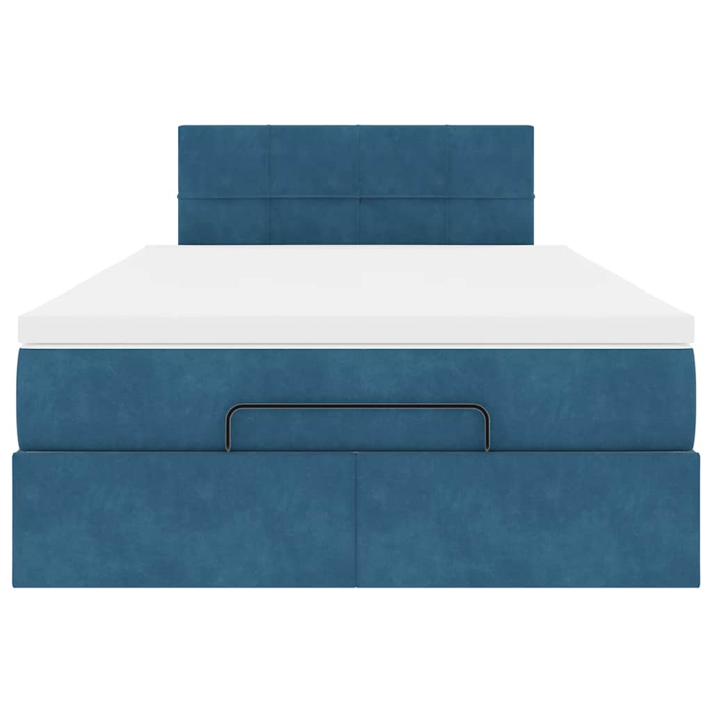 vidaXL Pat otoman cu saltea, albastru închis, 120x190 cm, catifea