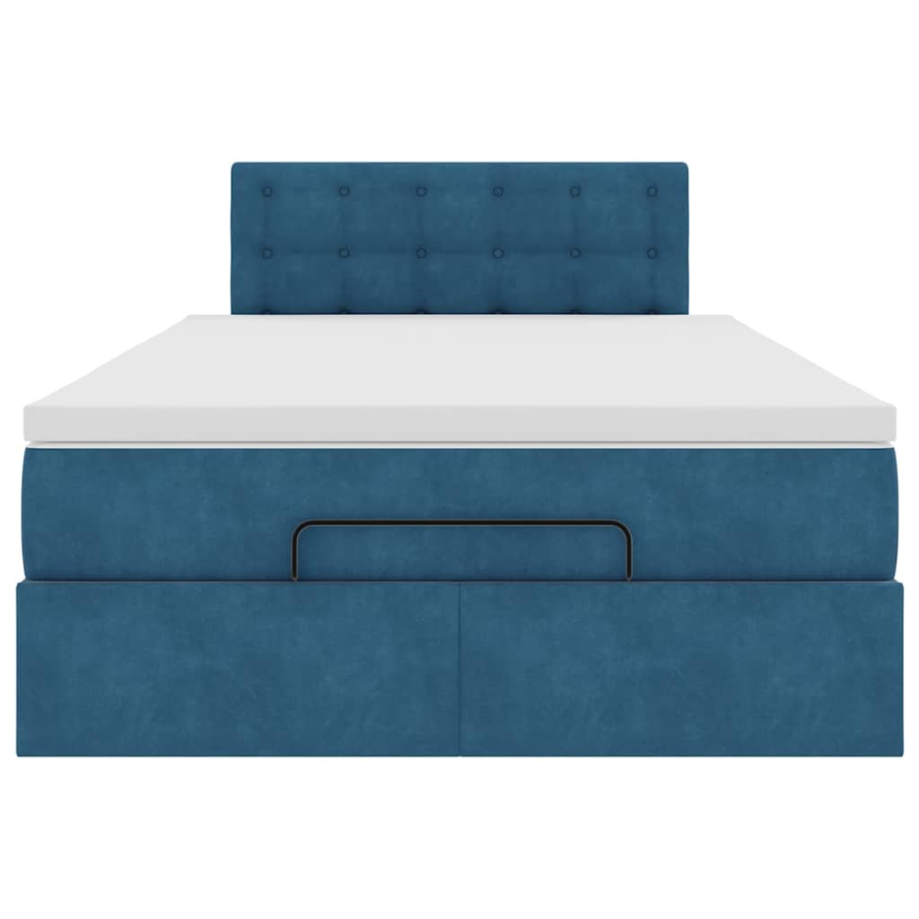 vidaXL Pat otoman cu saltea, albastru închis, 120x190 cm, catifea