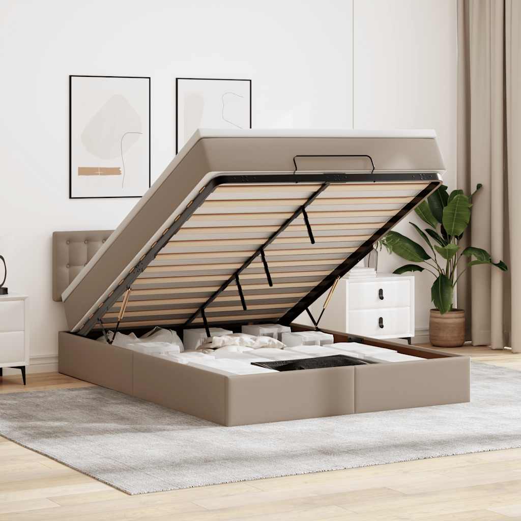 vidaXL Pat otoman cu saltele și LEDs, 140x190cm, piele ecologică