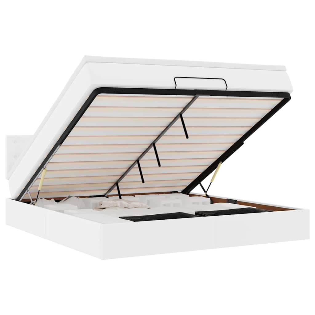 vidaXL Pat otoman cu saltele și LEDs, 180x200cm, piele ecologică