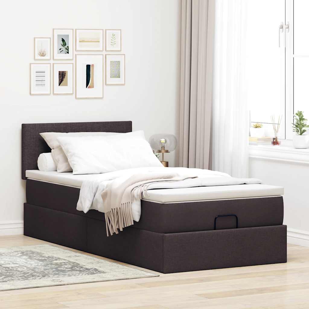 vidaXL Pat otoman cu saltea țesătură maro închis 100x200 cm