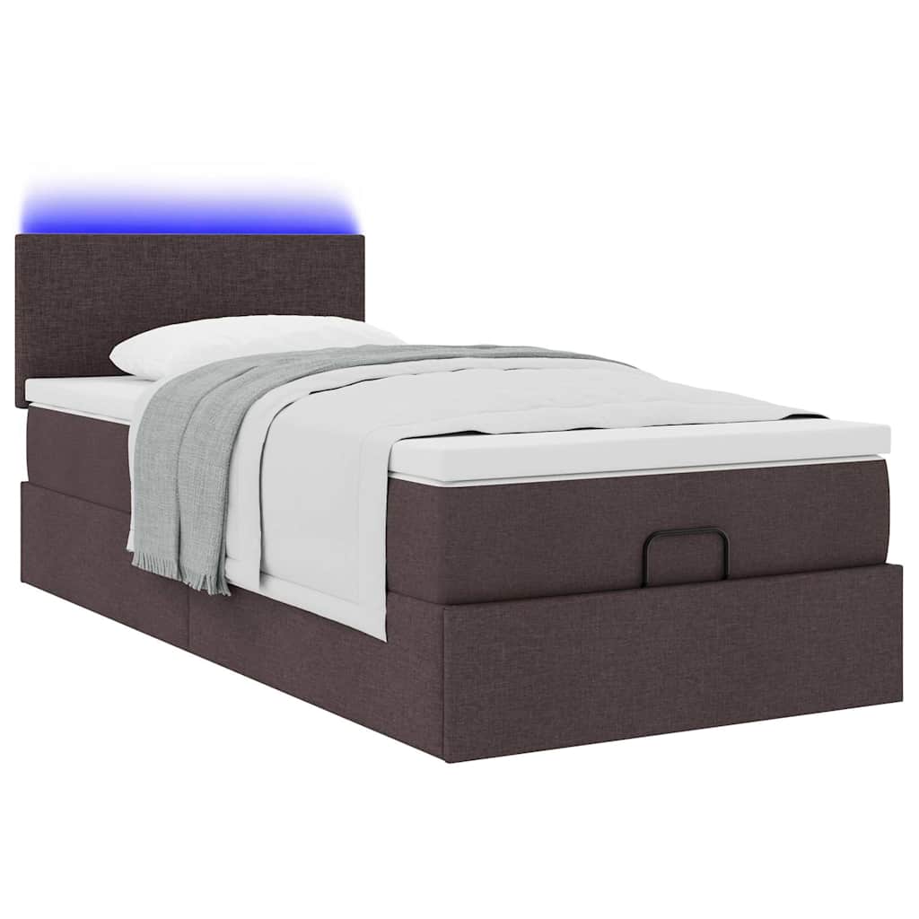 vidaXL Pat otoman cu saltea țesătură maro închis 100x200 cm