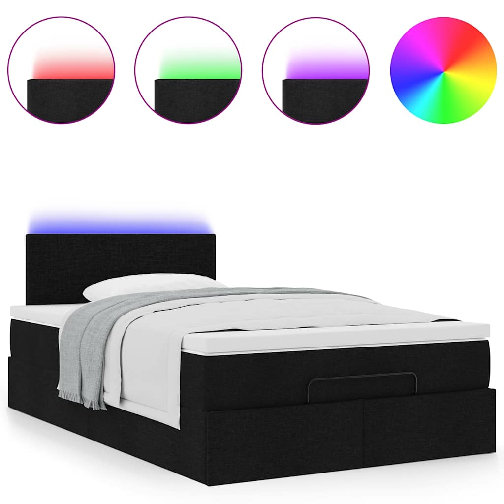 vidaXL Pat otoman cu saltea negru 120x200 cm stofa