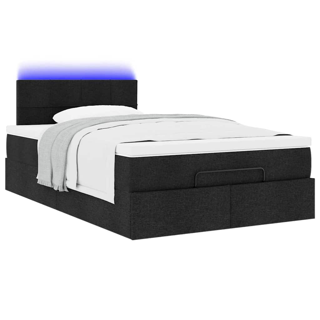vidaXL Pat otoman cu saltea negru 120x200 cm stofa