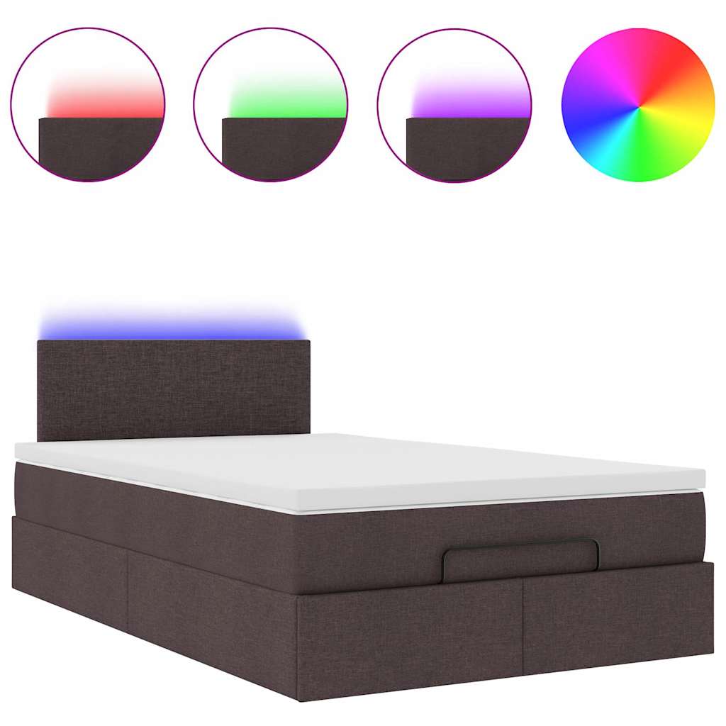 vidaXL Pat otoman cu saltea țesătură maro închis 120x200 cm vidaXL Pat otoman cu saltea țesătură maro închis 120x200 cm