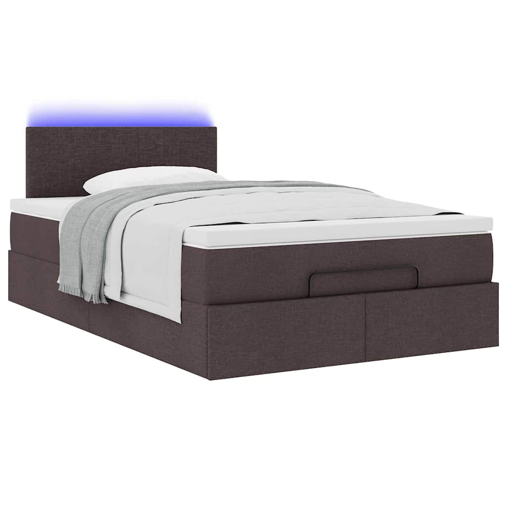 vidaXL Pat otoman cu saltea țesătură maro închis 120x200 cm vidaXL Pat otoman cu saltea țesătură maro închis 120x200 cm