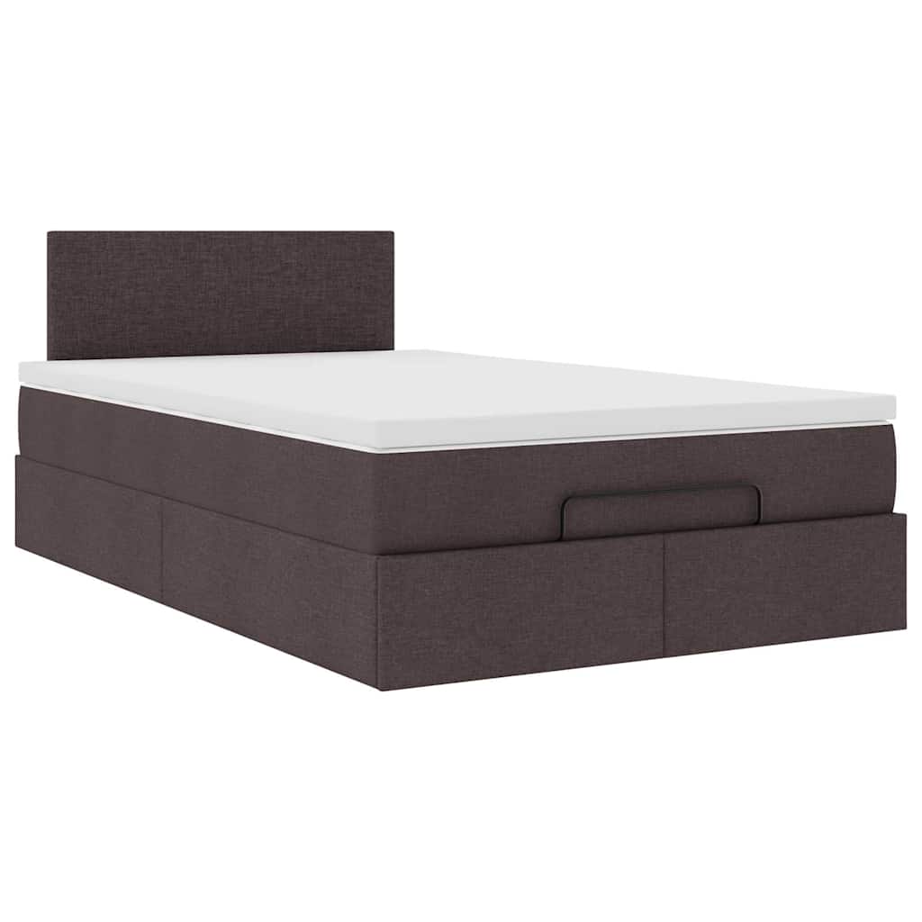 vidaXL Pat otoman cu saltea țesătură maro închis 120x200 cm vidaXL Pat otoman cu saltea țesătură maro închis 120x200 cm