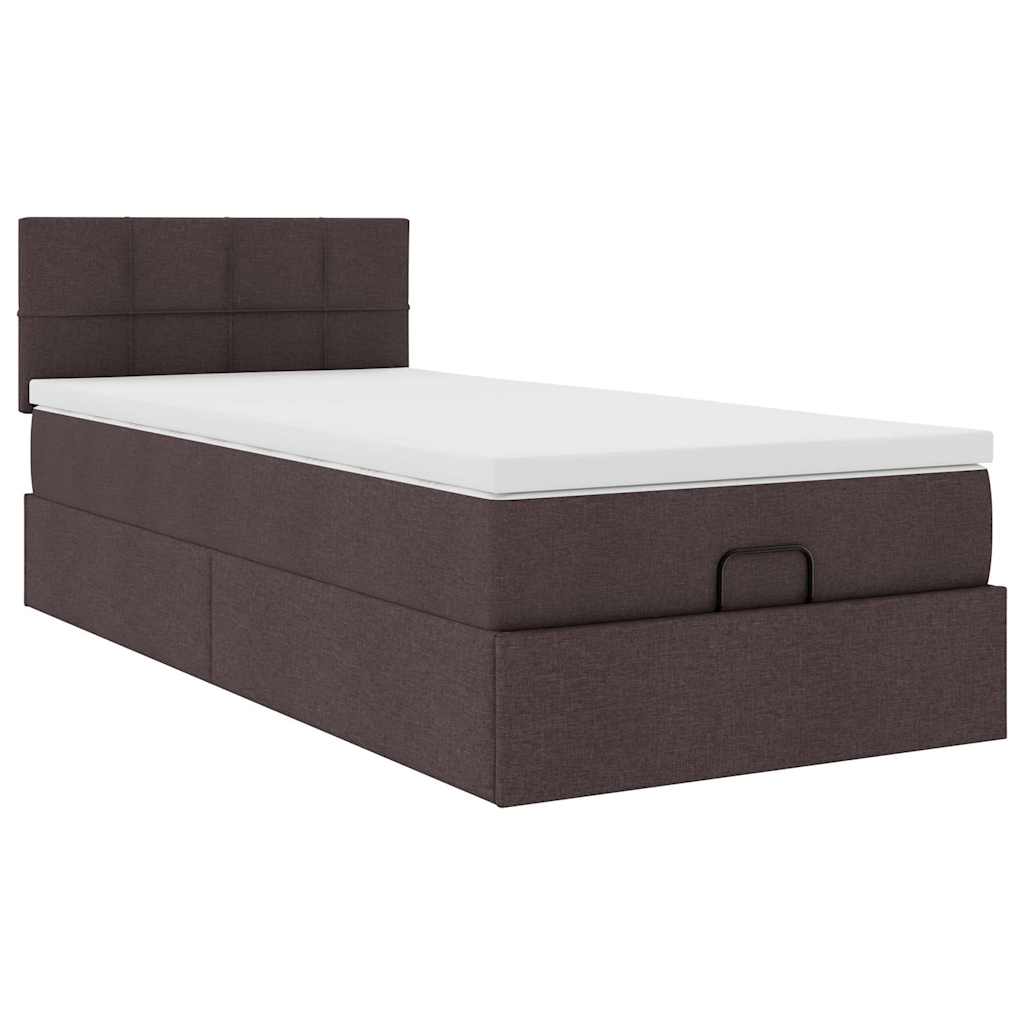 vidaXL Pat otoman cu saltea țesătură maro închis 100x200 cm