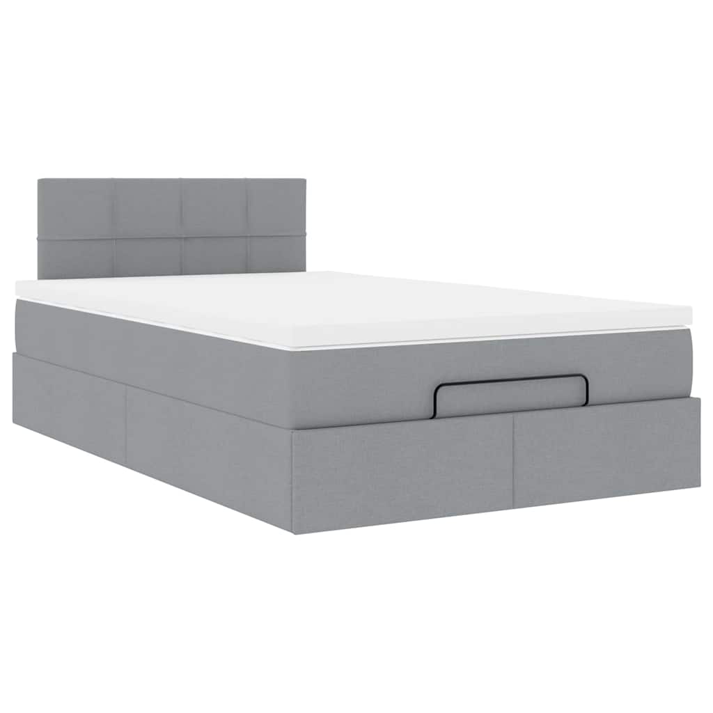 vidaXL Pat otoman cu saltea țesătură gri deschis 120x200 cm