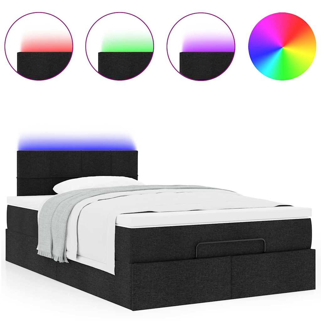 vidaXL Pat otoman cu saltea negru 120x200 cm stofa