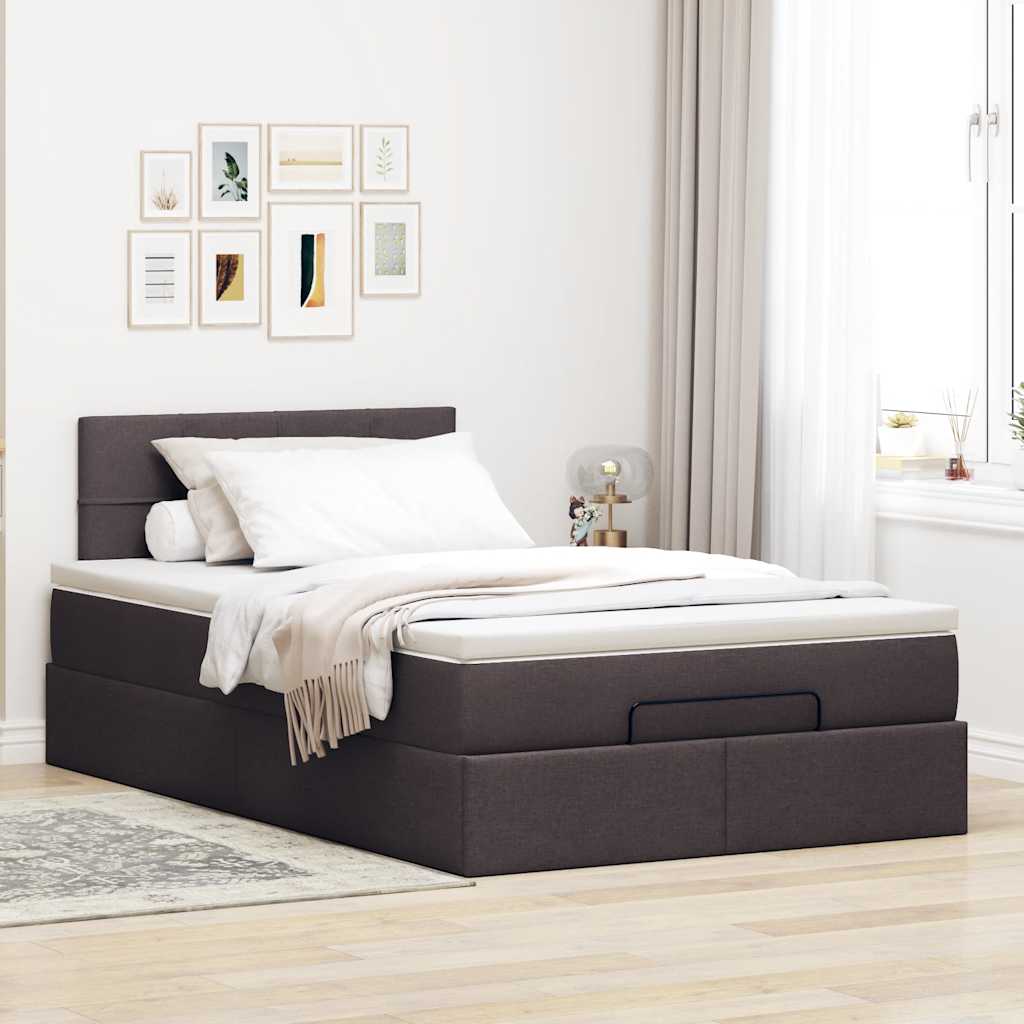 vidaXL Pat otoman cu saltea țesătură maro închis 120x200 cm