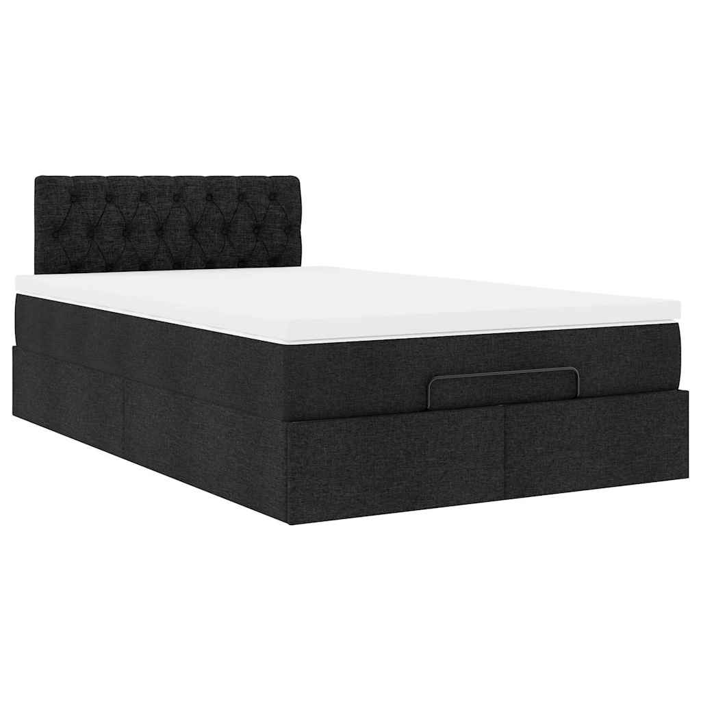 vidaXL Pat otoman cu saltea negru 120x200 cm stofa