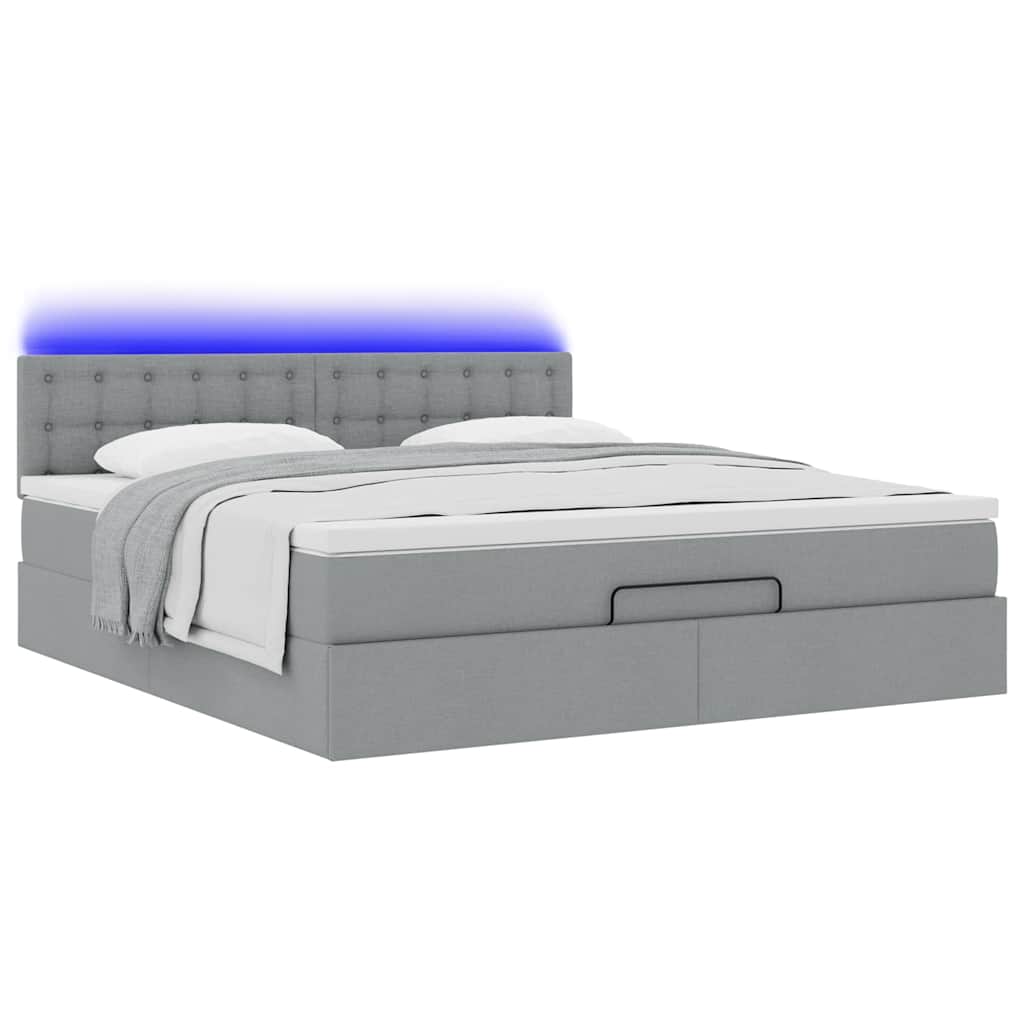 vidaXL Pat otoman cu saltea țesătură gri deschis 160x200 cm
