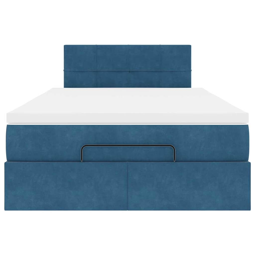 vidaXL Pat otoman cu saltea și LED-uri, albastru închis, 120x190cm