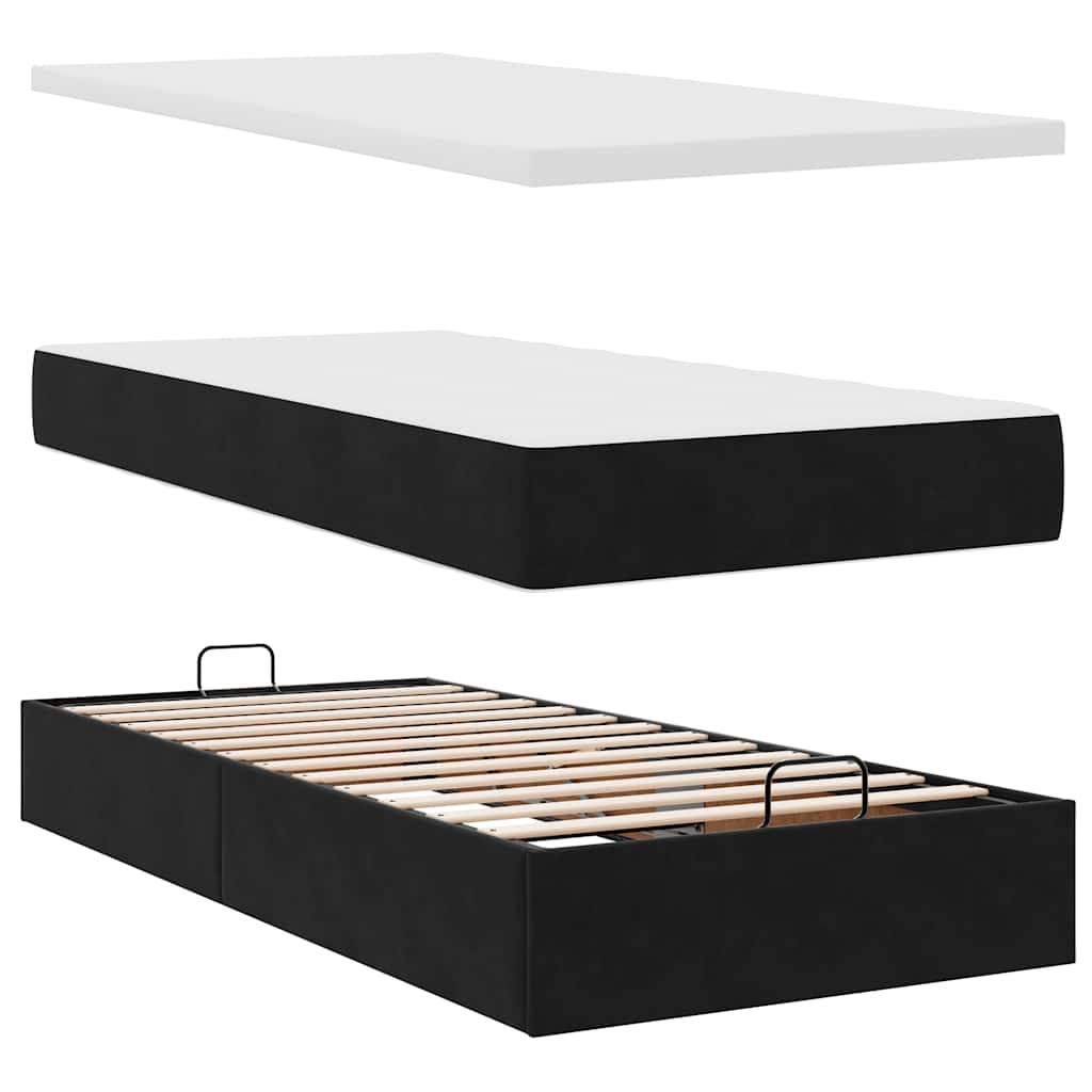 vidaXL Pat otoman cu saltea și LED-uri, negru, 80x200cm, catifea