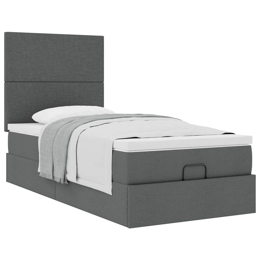 vidaXL Pat otoman cu saltea țesătură gri închis 90x200 cm