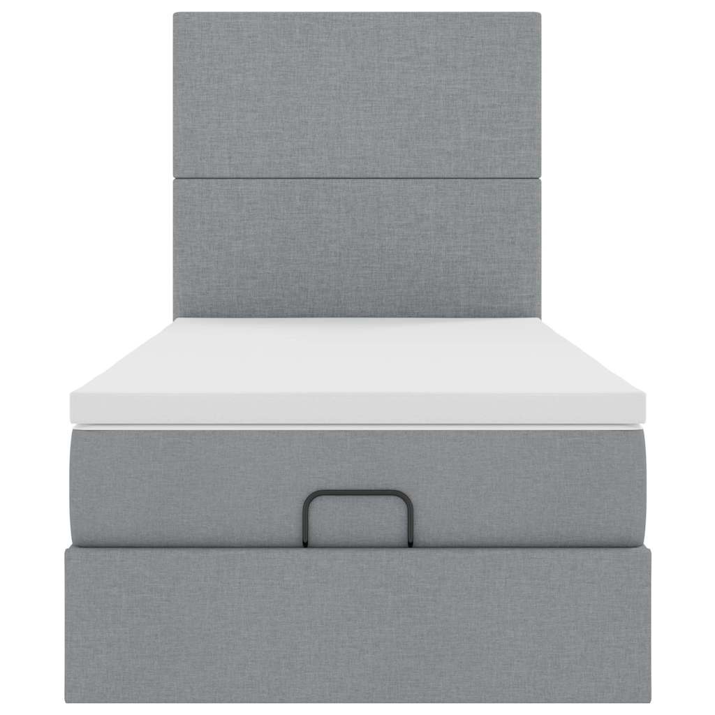 vidaXL Pat otoman cu saltea țesătură gri deschis 100x200 cm