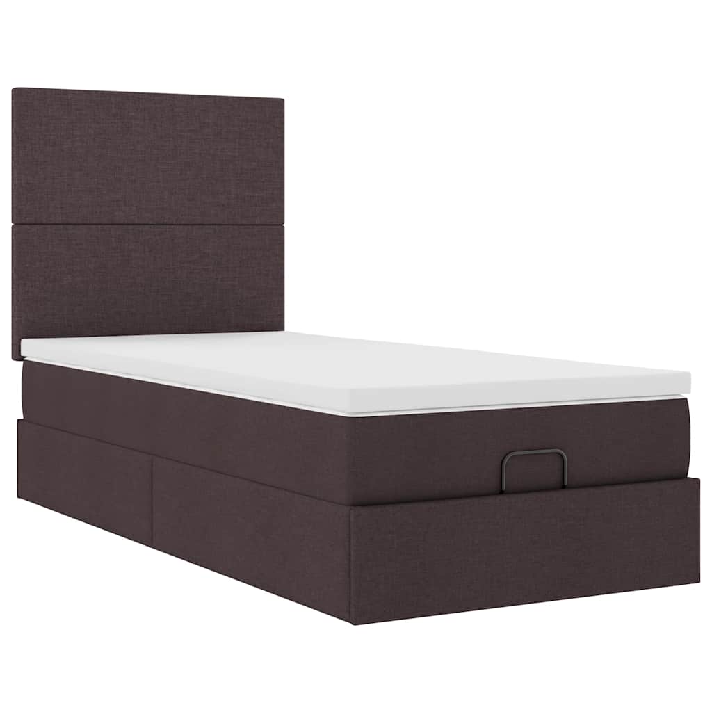 vidaXL Pat otoman cu saltea țesătură maro închis 100x200 cm