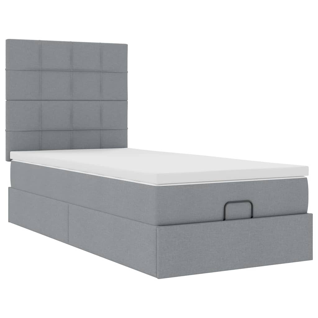 vidaXL Pat otoman cu saltea țesătură gri deschis 90x200 cm