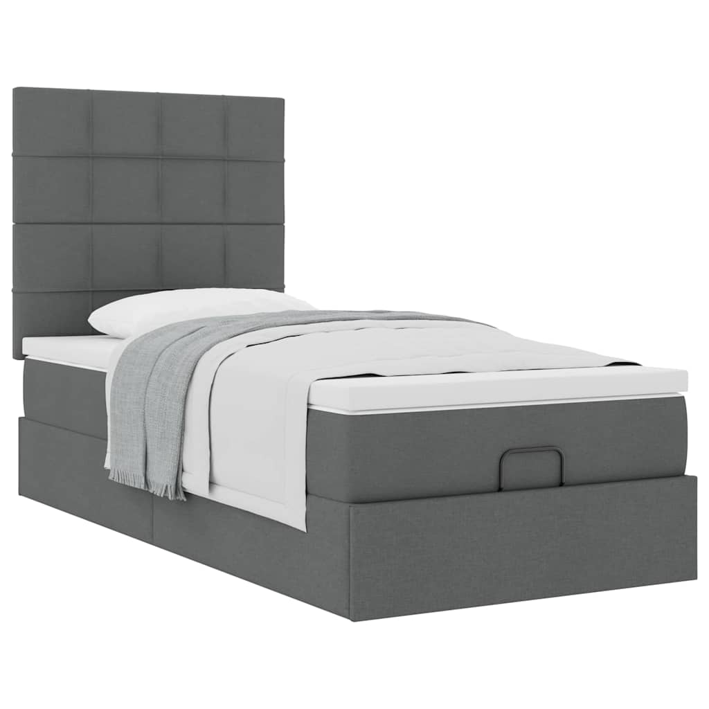 vidaXL Pat otoman cu saltea țesătură gri închis 90x200 cm