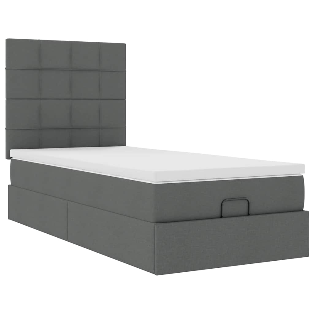 vidaXL Pat otoman cu saltea țesătură gri închis 90x200 cm