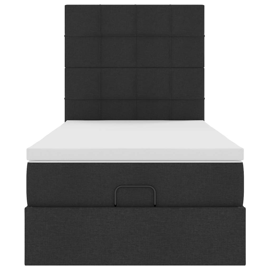 vidaXL Pat otoman cu saltea negru 100x200 cm stofa