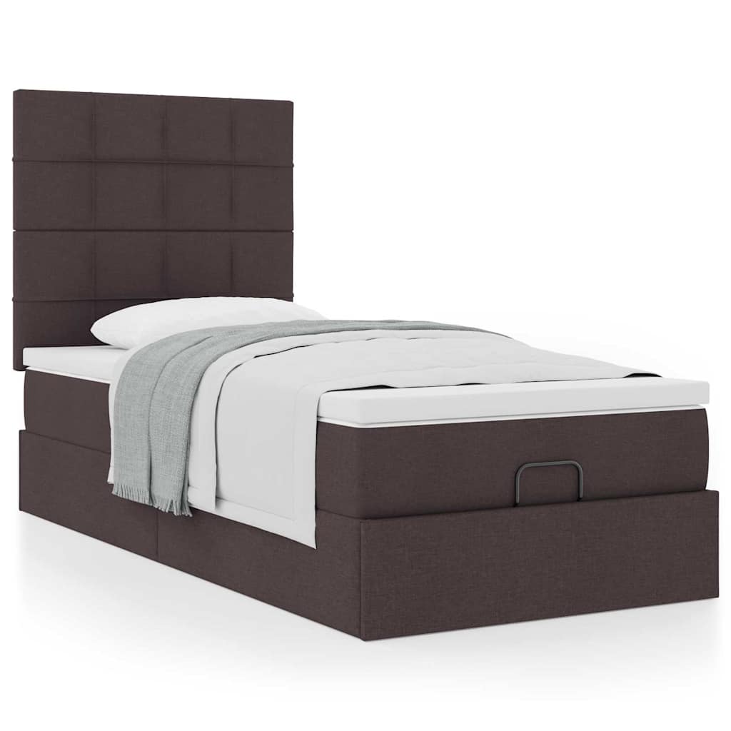 vidaXL Pat otoman cu saltea țesătură maro închis 100x200 cm