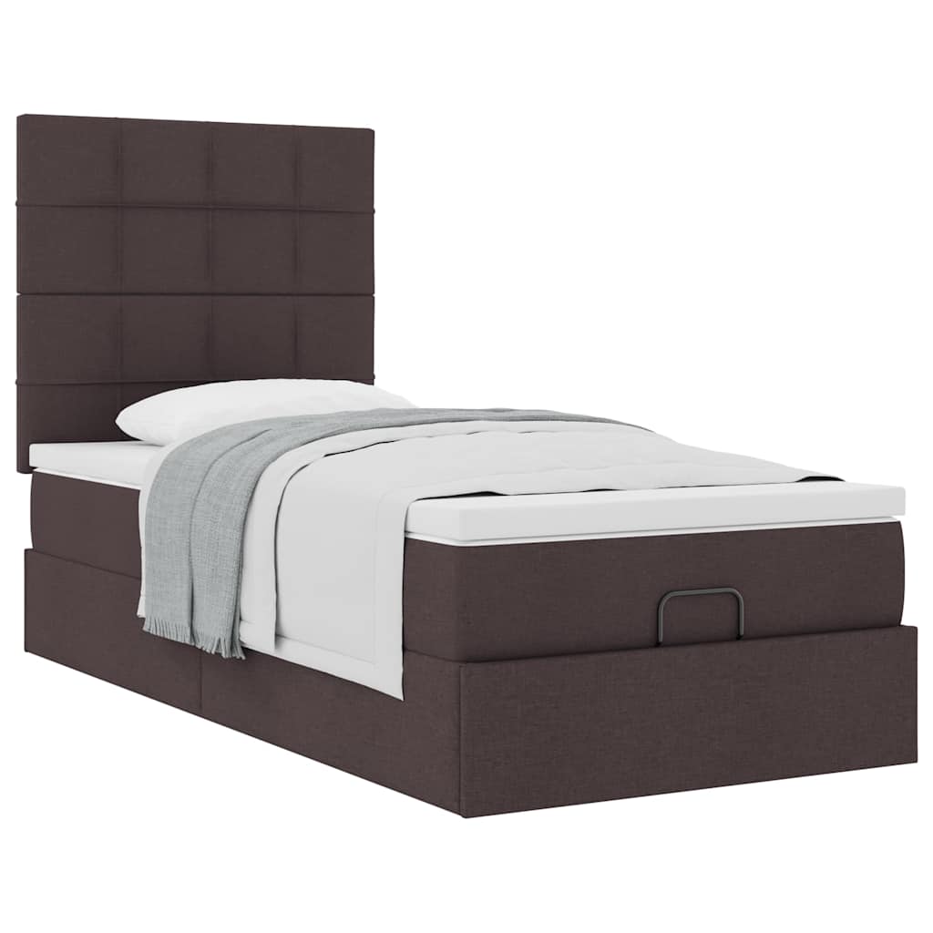 vidaXL Pat otoman cu saltea țesătură maro închis 100x200 cm