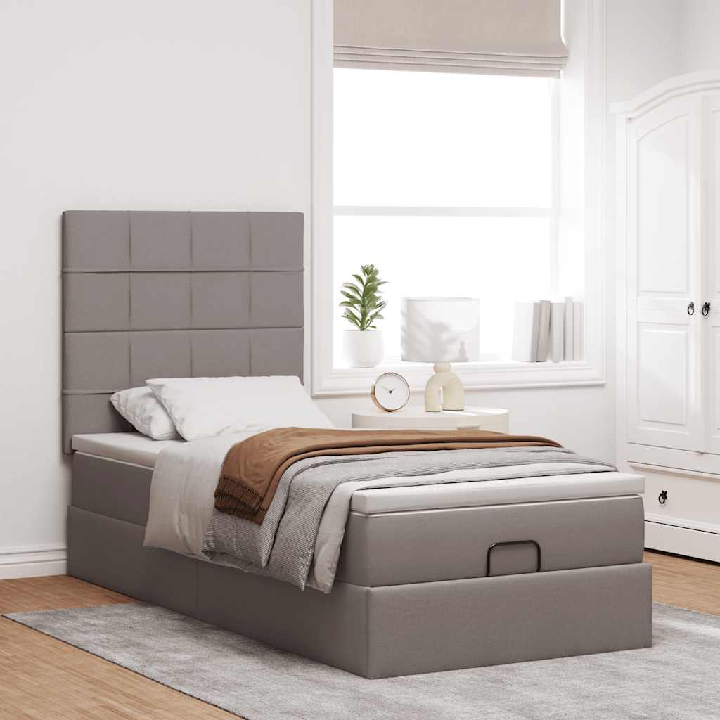 vidaXL Pat otoman cu saltea Taupe 100x200 cm Stofa