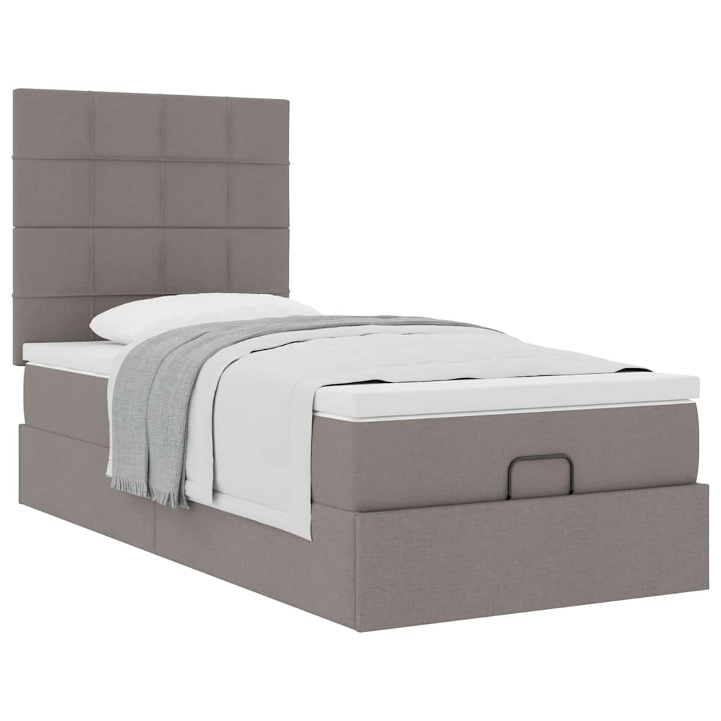 vidaXL Pat otoman cu saltea Taupe 100x200 cm Stofa