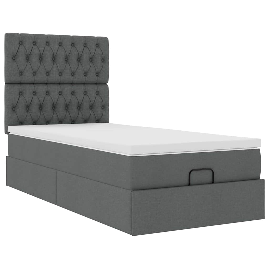 vidaXL Pat otoman cu saltea țesătură gri închis 90x200 cm