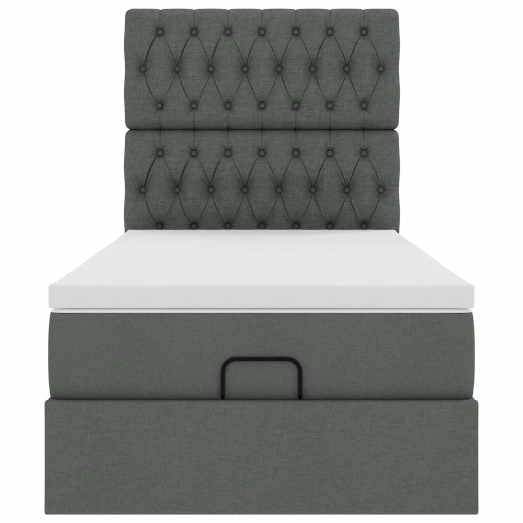 vidaXL Pat otoman cu saltea țesătură gri închis 90x200 cm
