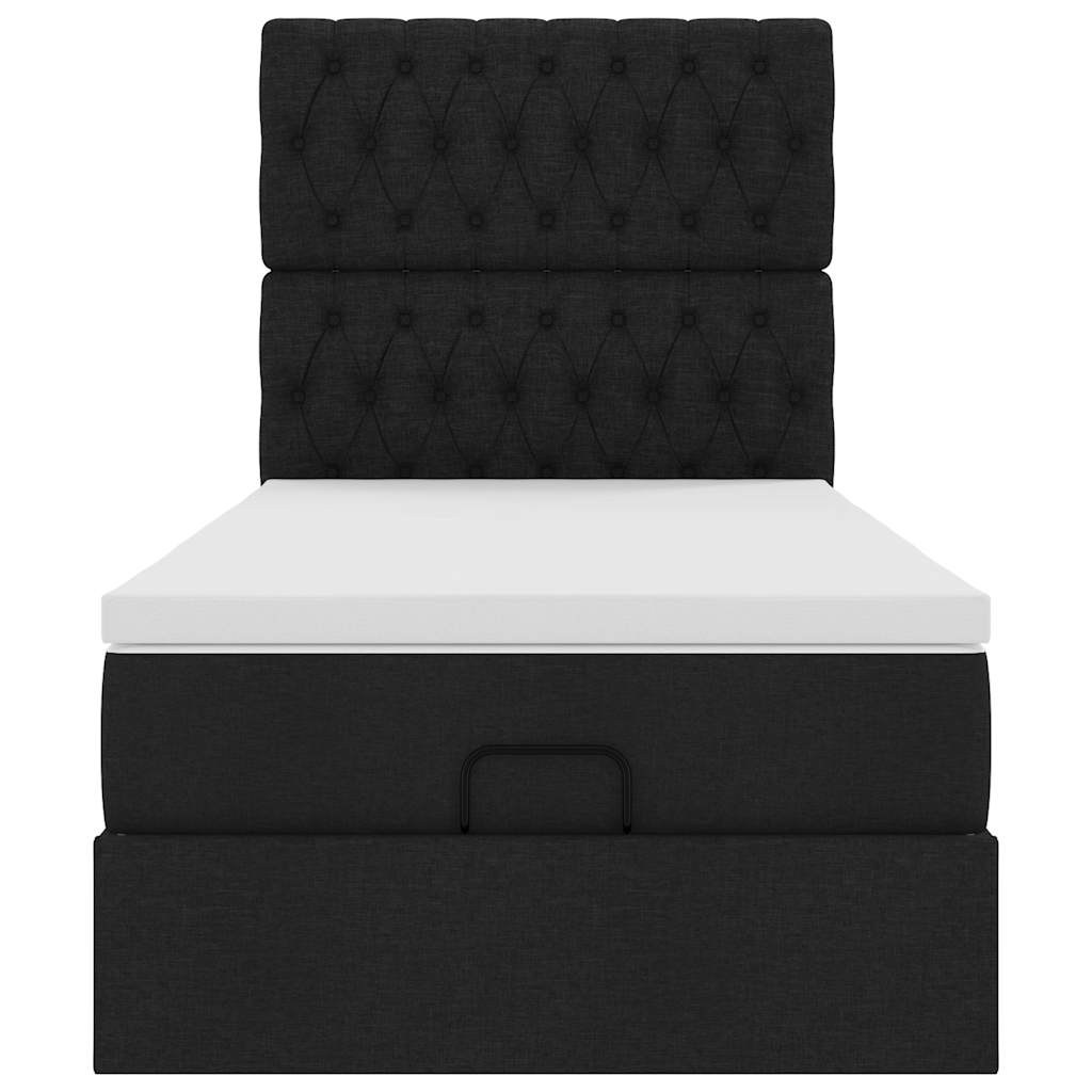 vidaXL Pat otoman cu saltea negru 100x200 cm stofa vidaXL Pat otoman cu saltea negru 100x200 cm stofa