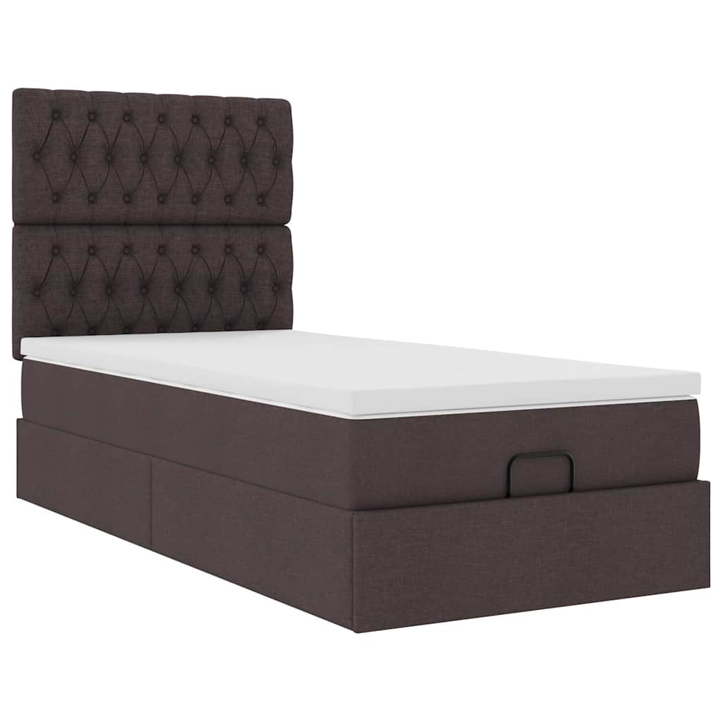 vidaXL Pat otoman cu saltea țesătură maro închis 100x200 cm