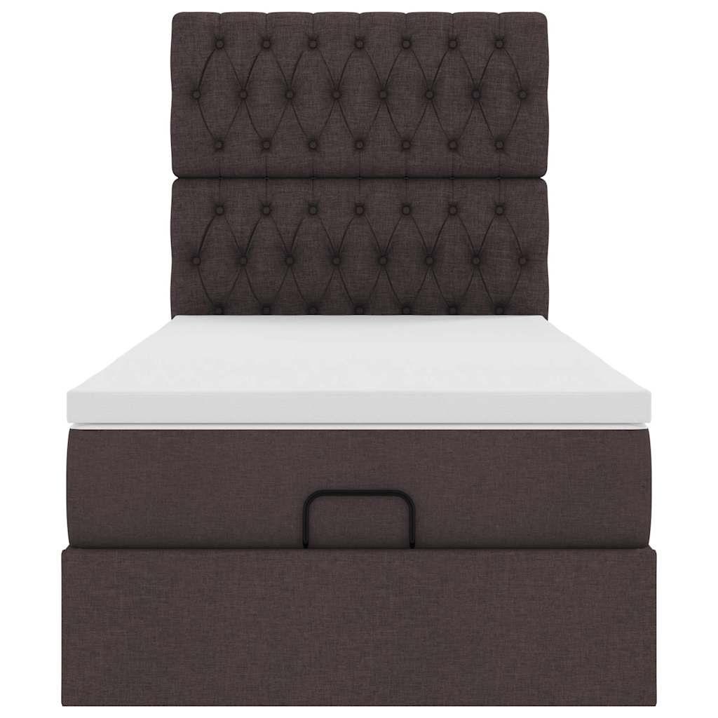vidaXL Pat otoman cu saltea țesătură maro închis 100x200 cm