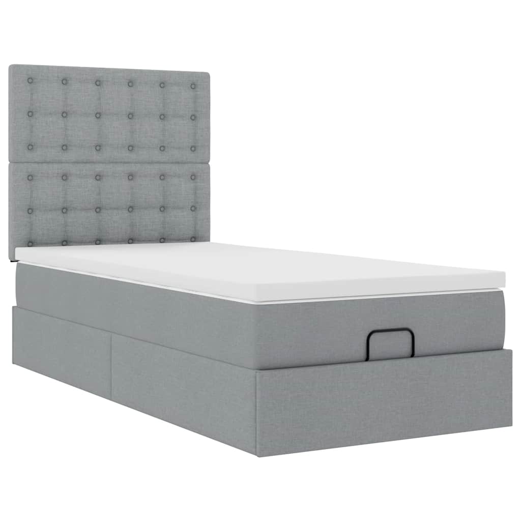 vidaXL Pat otoman cu saltea țesătură gri deschis 90x200 cm
