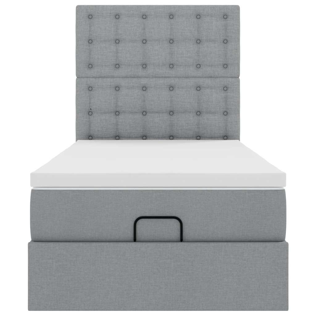 vidaXL Pat otoman cu saltea țesătură gri deschis 90x200 cm