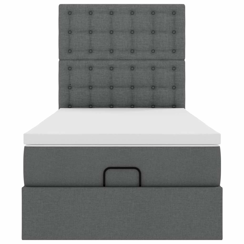 vidaXL Pat otoman cu saltea țesătură gri închis 90x200 cm vidaXL Pat otoman cu saltea țesătură gri închis 90x200 cm