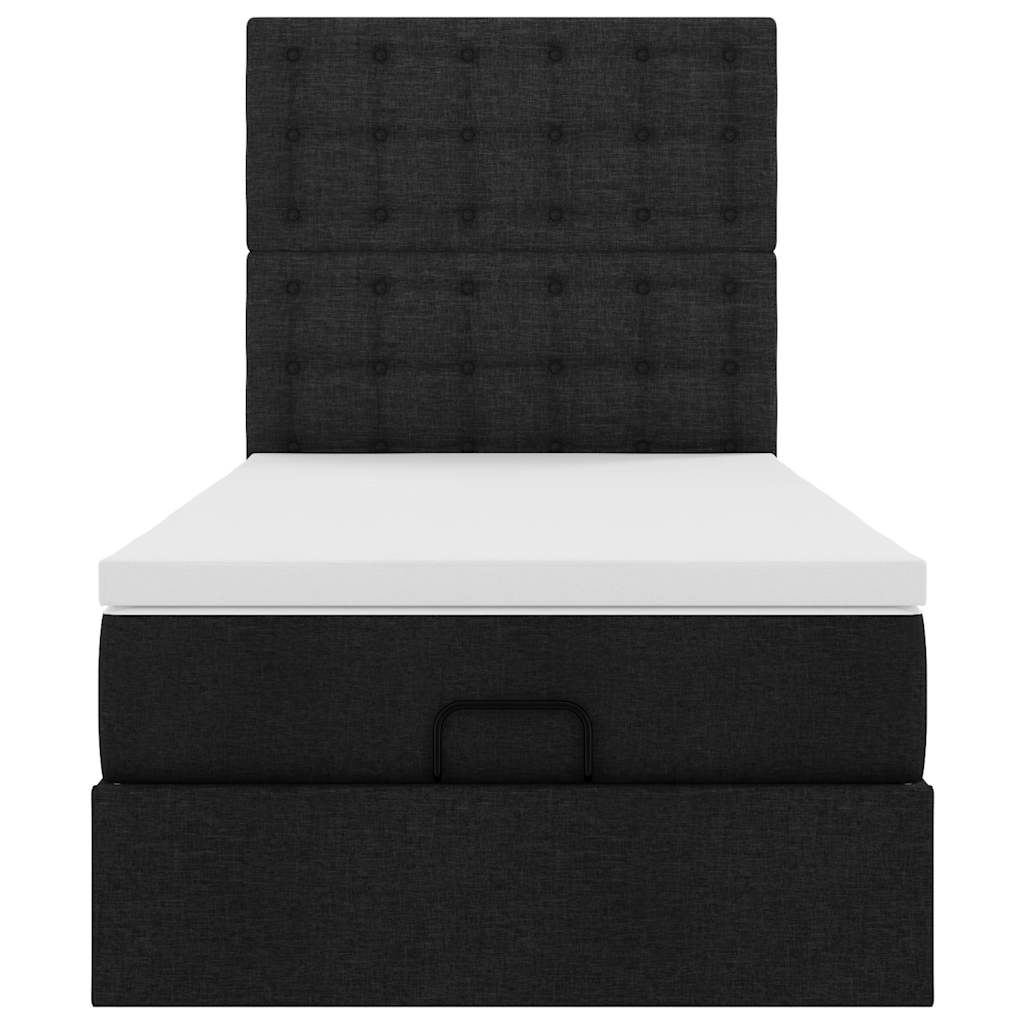 vidaXL Pat otoman cu saltea negru 100x200 cm stofa