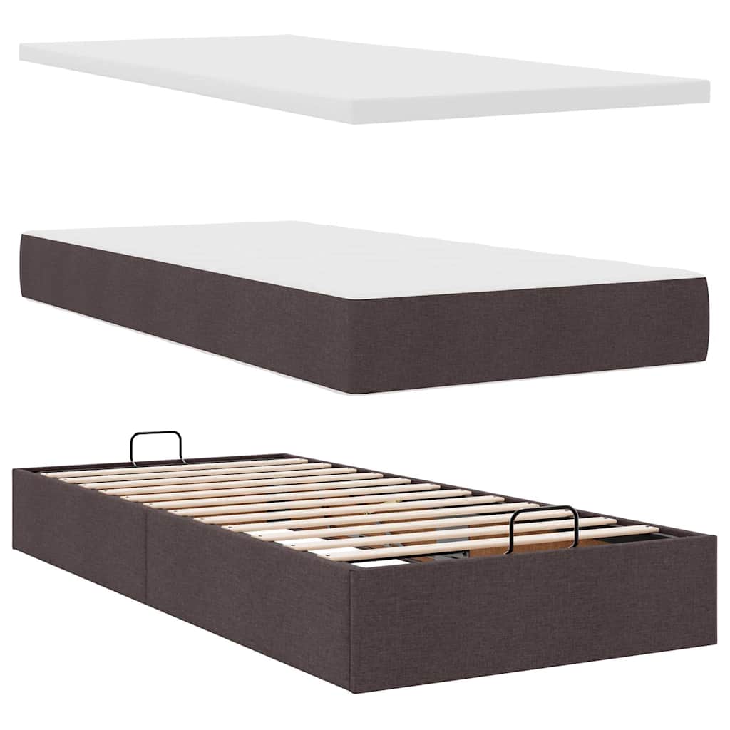 vidaXL Pat otoman cu saltea țesătură maro închis 100x200 cm