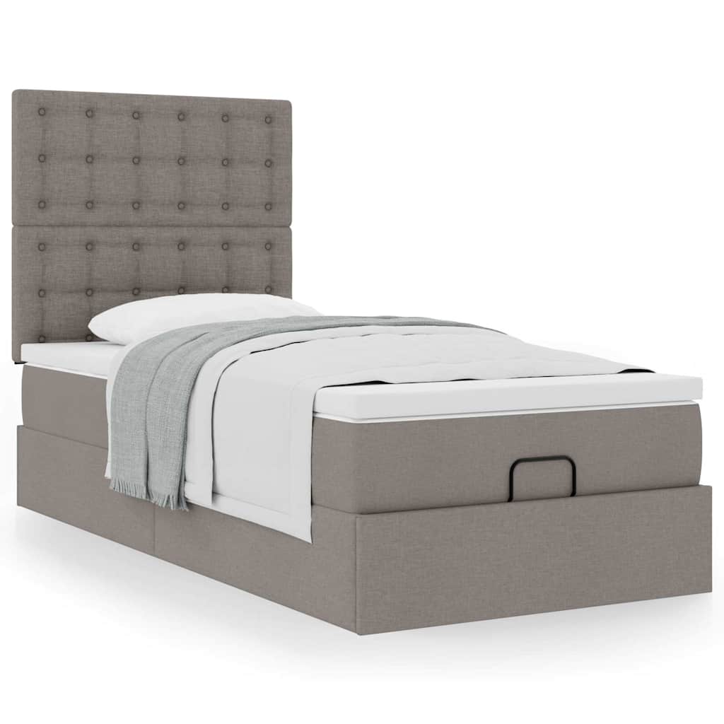 vidaXL Pat otoman cu saltea Taupe 100x200 cm Stofa