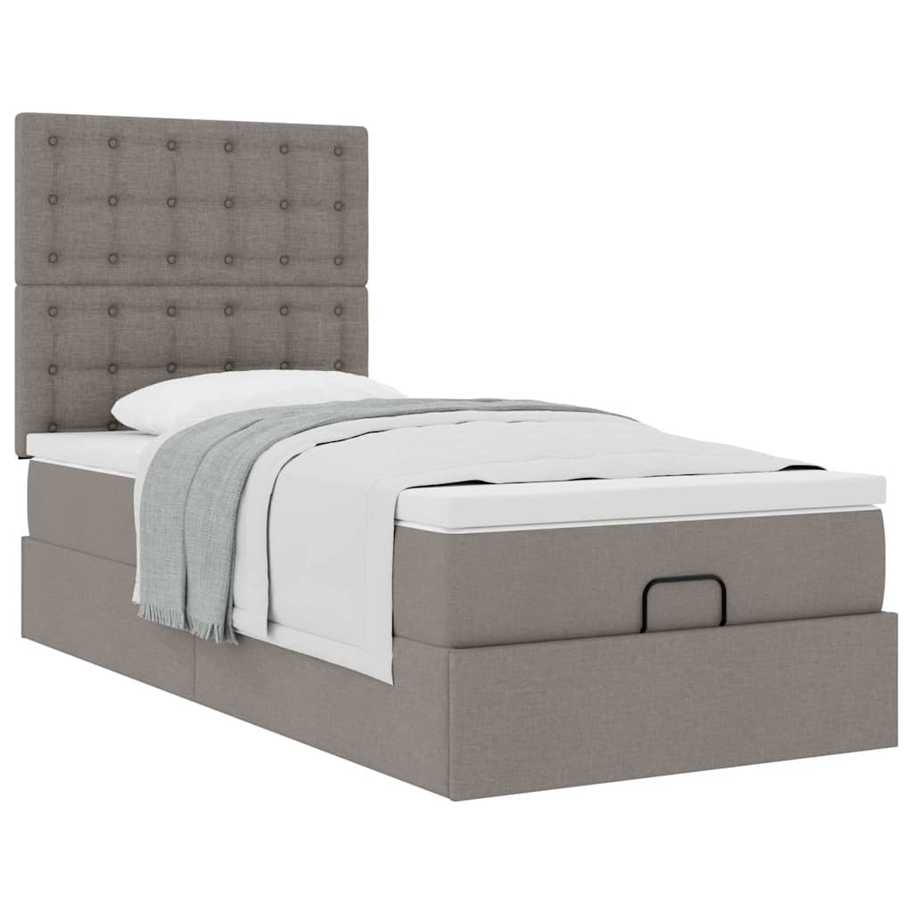 vidaXL Pat otoman cu saltea Taupe 100x200 cm Stofa