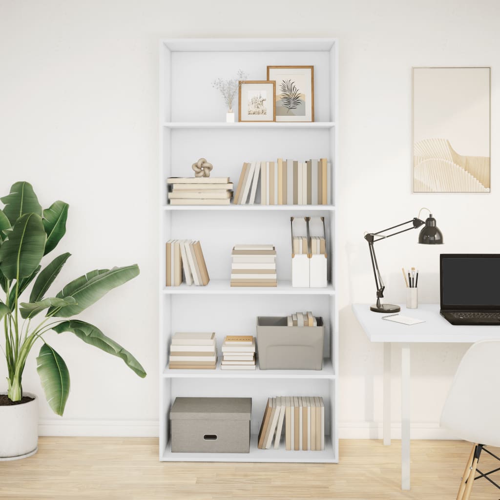 vidaXL Bibliotecă, alb, 80x30x189 cm, lemn prelucrat vidaXL Bibliotecă, alb, 80x30x189 cm, lemn prelucrat
