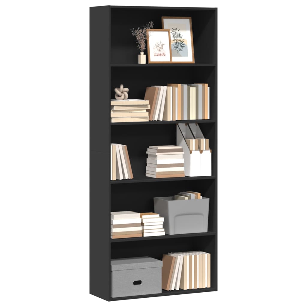 vidaXL Bibliotecă, negru, 80x30x189 cm, lemn prelucrat vidaXL Bibliotecă, negru, 80x30x189 cm, lemn prelucrat