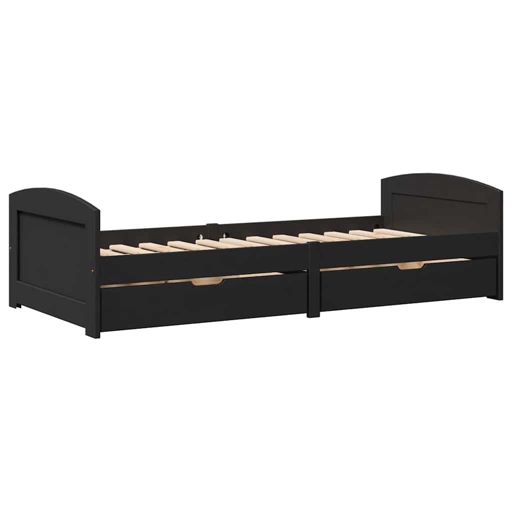 vidaXL Pat de zi cu 2 sertare fără saltea „IRUN” Negru 90x200 cm vidaXL Pat de zi cu 2 sertare fără saltea „IRUN” Negru 90x200 cm