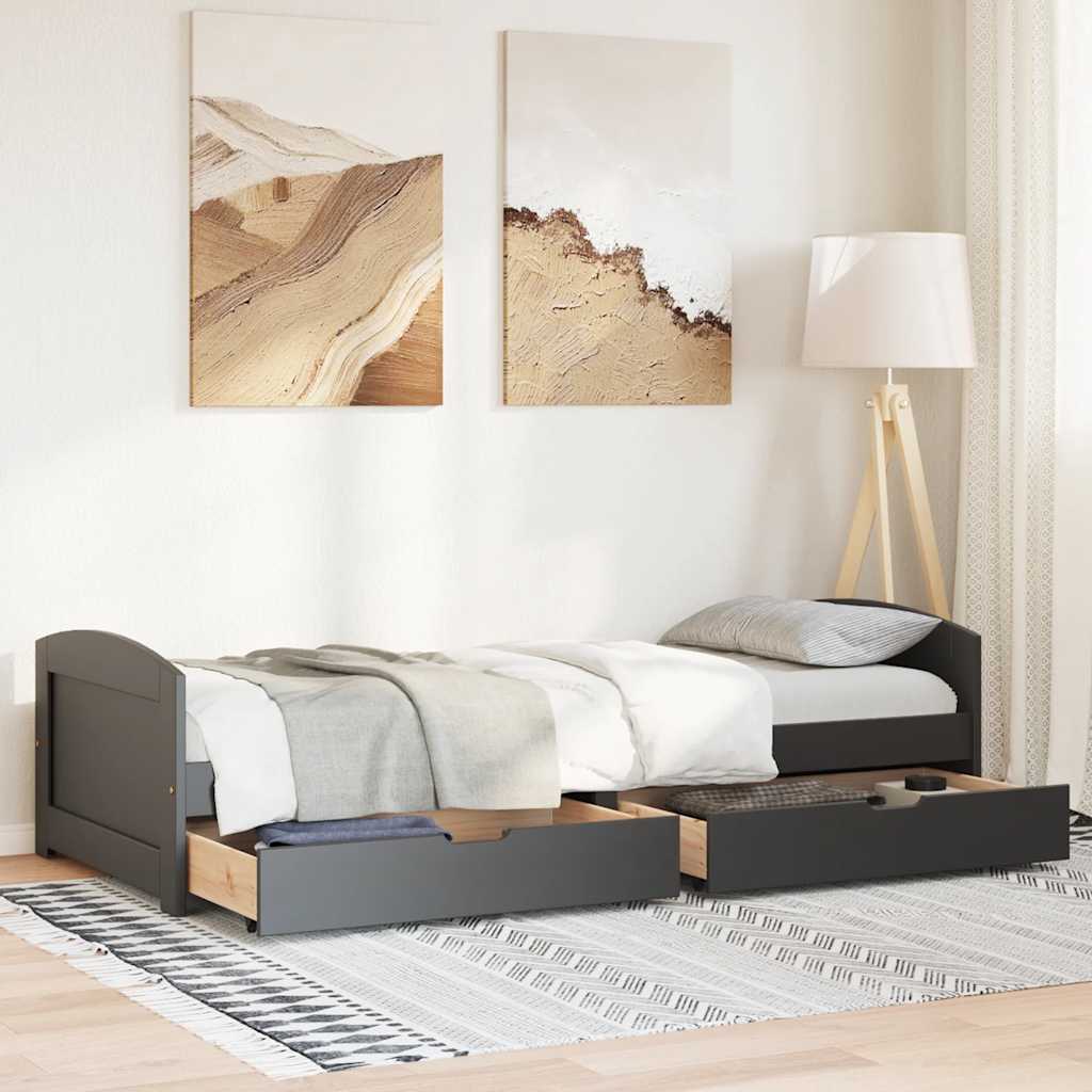 vidaXL Pat de zi cu 2 sertare fără saltea „IRUN” Negru 90x200 cm vidaXL Pat de zi cu 2 sertare fără saltea „IRUN” Negru 90x200 cm