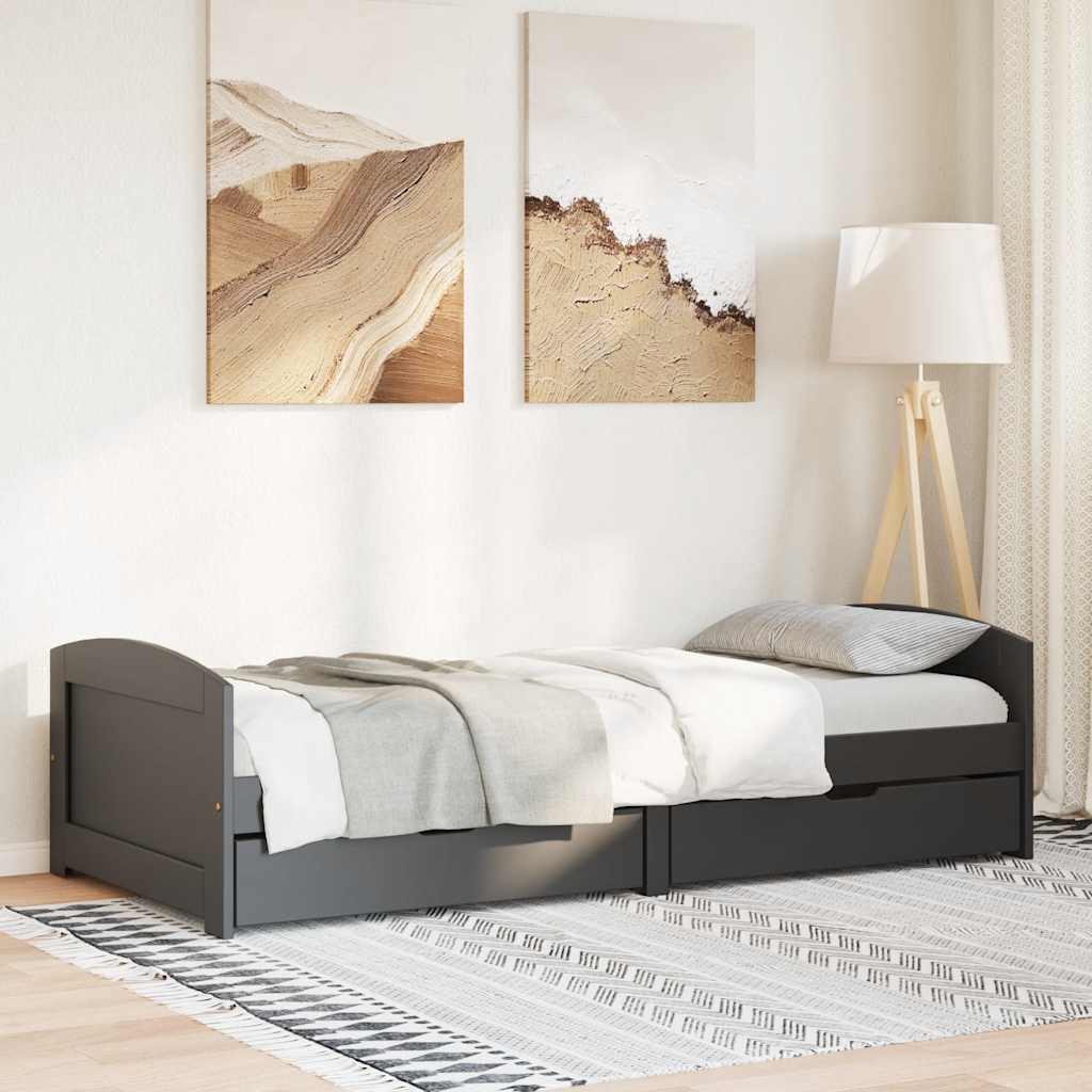 vidaXL Pat de zi cu 2 sertare fără saltea „IRUN” Negru 90x200 cm vidaXL Pat de zi cu 2 sertare fără saltea „IRUN” Negru 90x200 cm