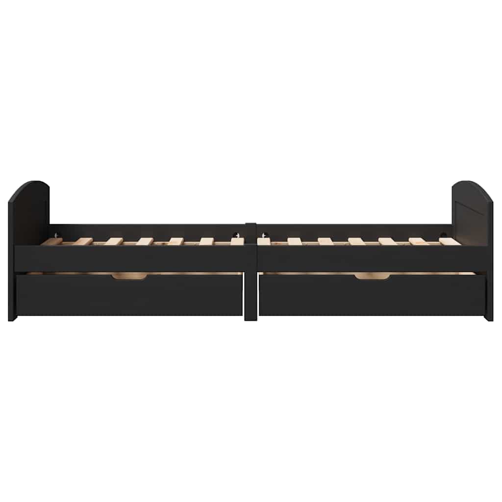 vidaXL Pat de zi cu 2 sertare fără saltea „IRUN” Negru 90x200 cm vidaXL Pat de zi cu 2 sertare fără saltea „IRUN” Negru 90x200 cm
