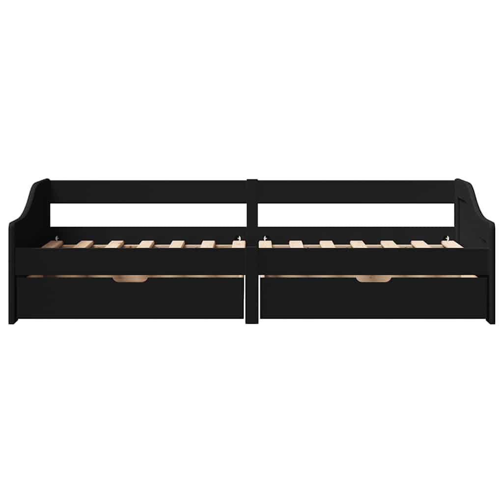 vidaXL Pat de zi cu 2 sertare fără saltea „IRUN” Negru 90x200 cm vidaXL Pat de zi cu 2 sertare fără saltea „IRUN” Negru 90x200 cm